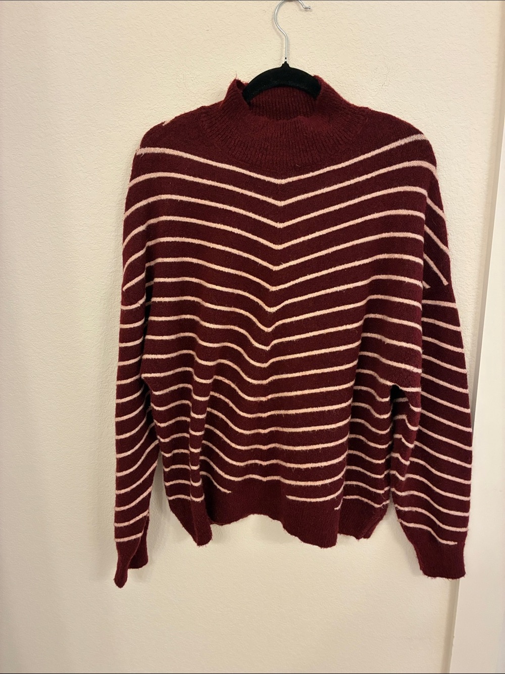 Liz Claiborne Burgundy & Cream Stripe Sweater | Size XL